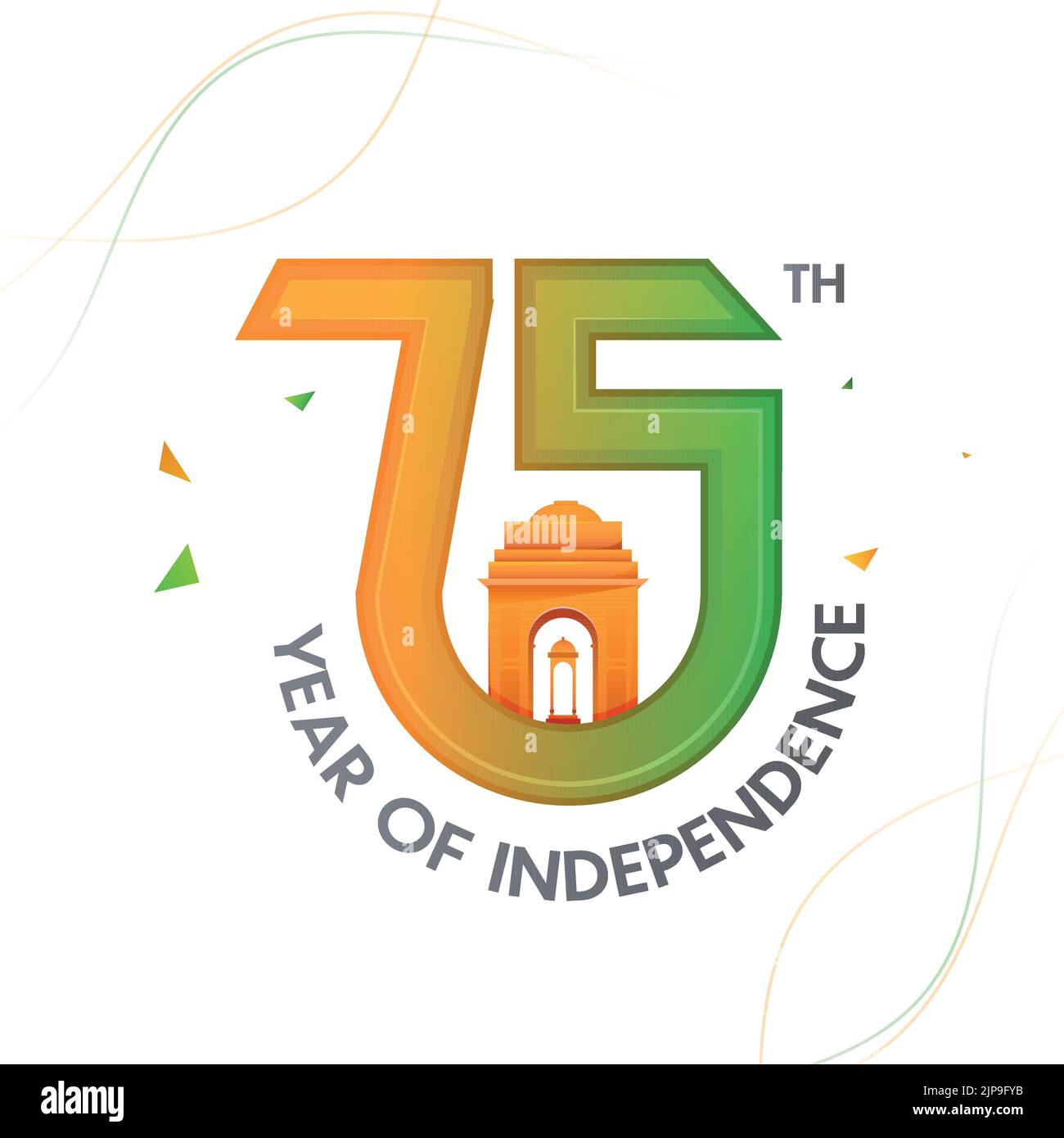 75 Years of Indian Independence Day Celebration Concept with India Gate, Monument for Indian Martyrs. Stock Vector