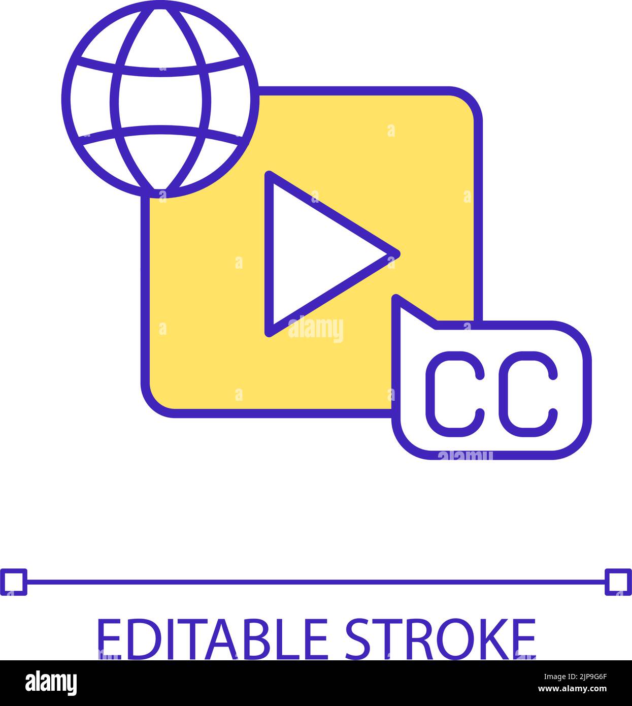 Foreign language transcription yellow RGB color icon Stock Vector Image