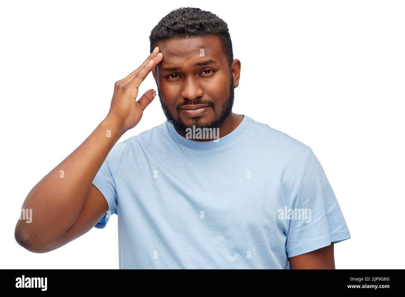 stressed young african american man with headache Stock Photo