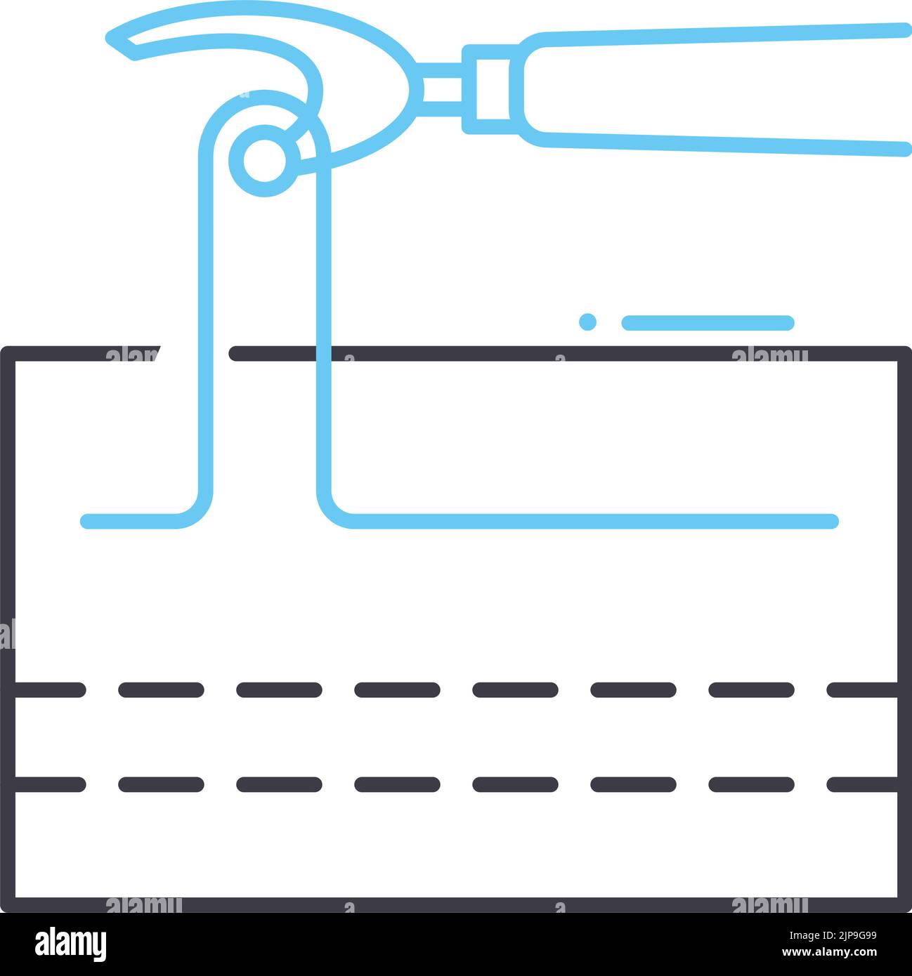 seam ripper line icon, outline symbol, vector illustration, concept sign Stock Vector