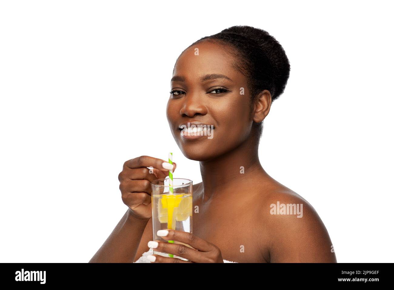 Woman drinking lemon water hi-res stock photography and images - Alamy