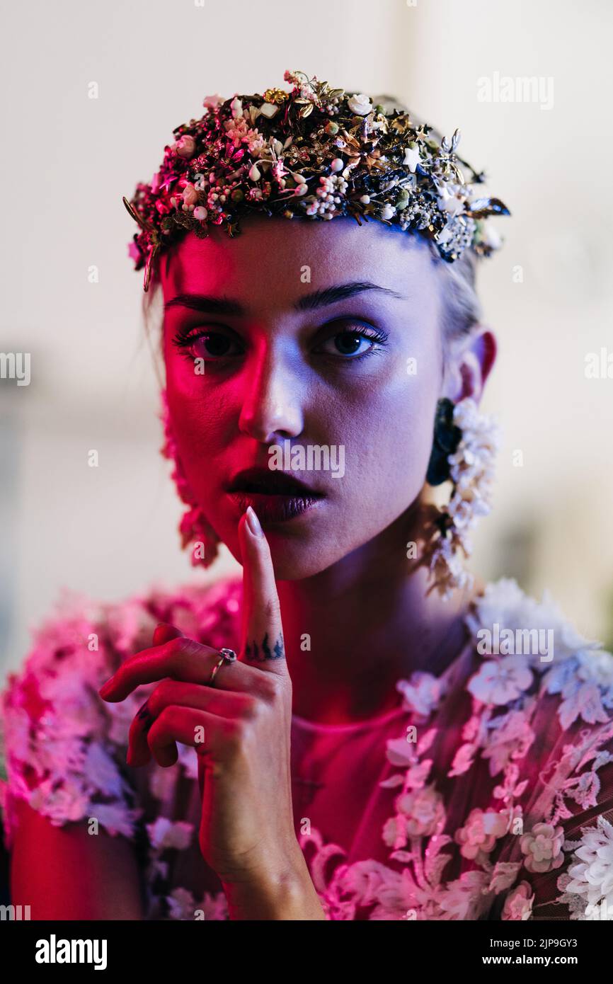 young woman, hand sign, mysterious, girl, girls, woman, young women