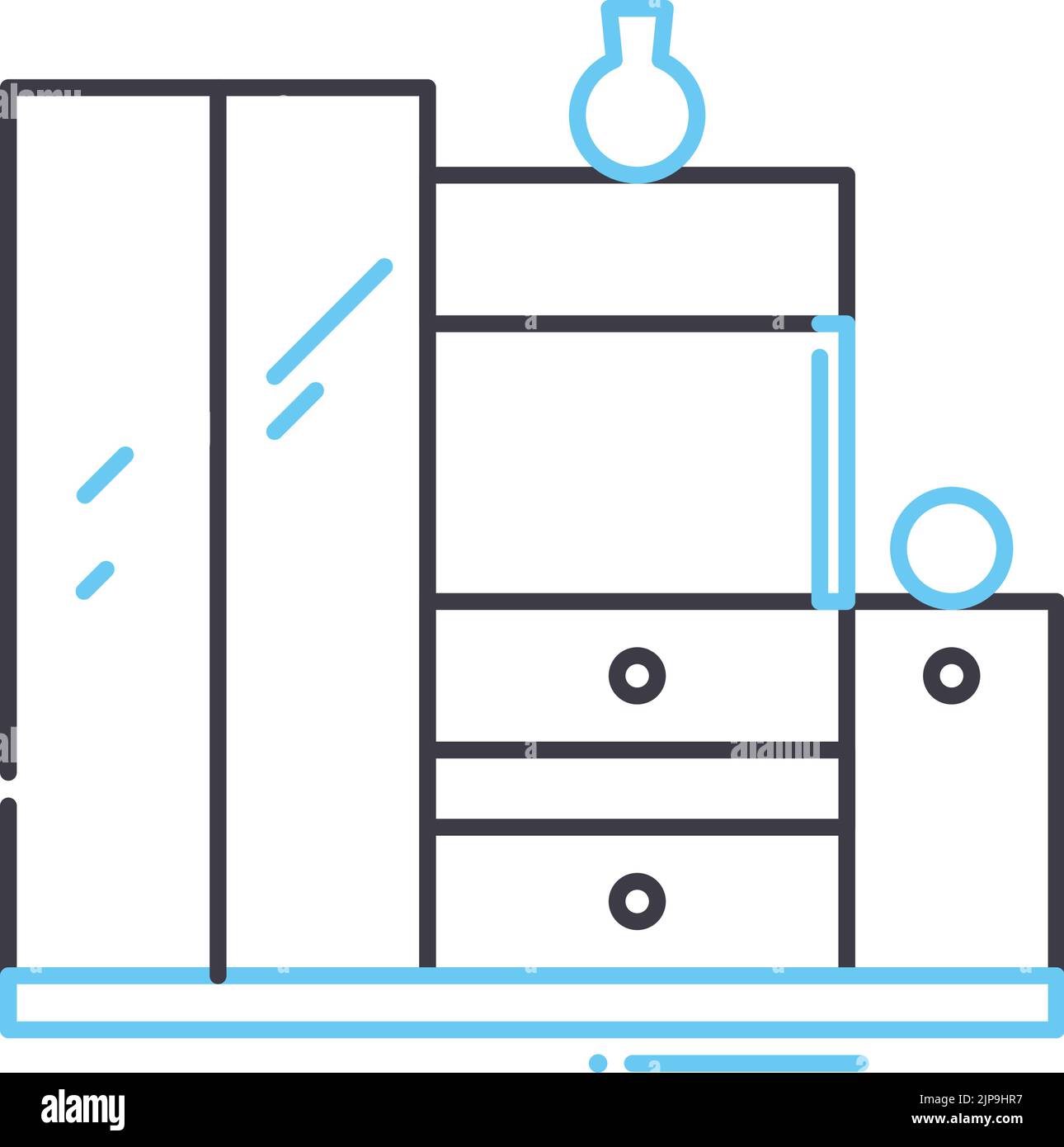 interior wardrobe line icon, outline symbol, vector illustration ...