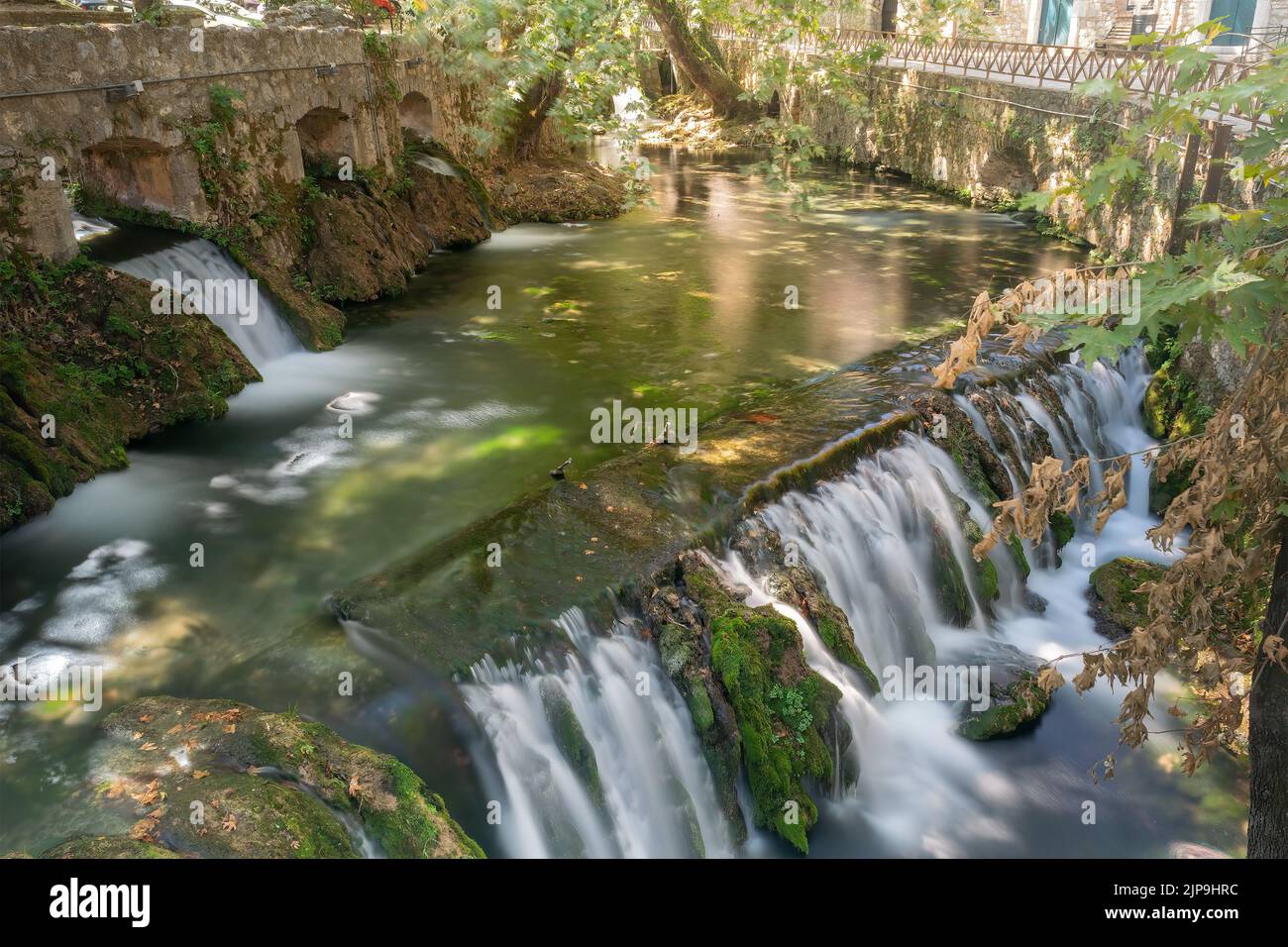 Waterfalls at Krya in Livadeia city in Greece. A famous touristic destination. Stock Photo