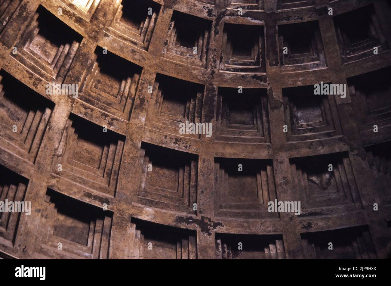 The coffered roof of the Pantheon in Rome, detail of the interior of ...