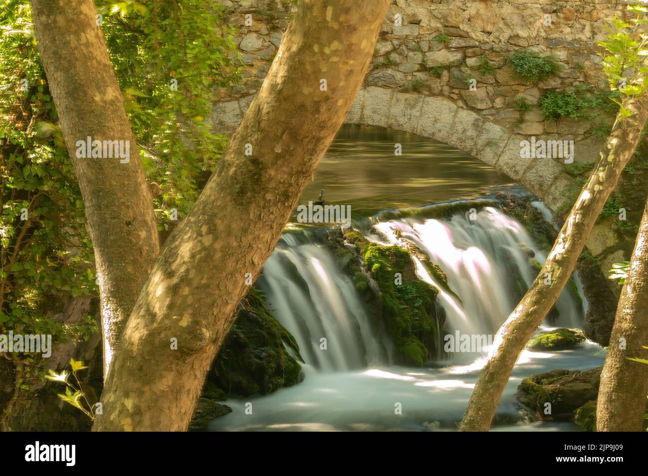 Waterfall of Kria in Livadeia in Greece. Long exposure. Stock Photo