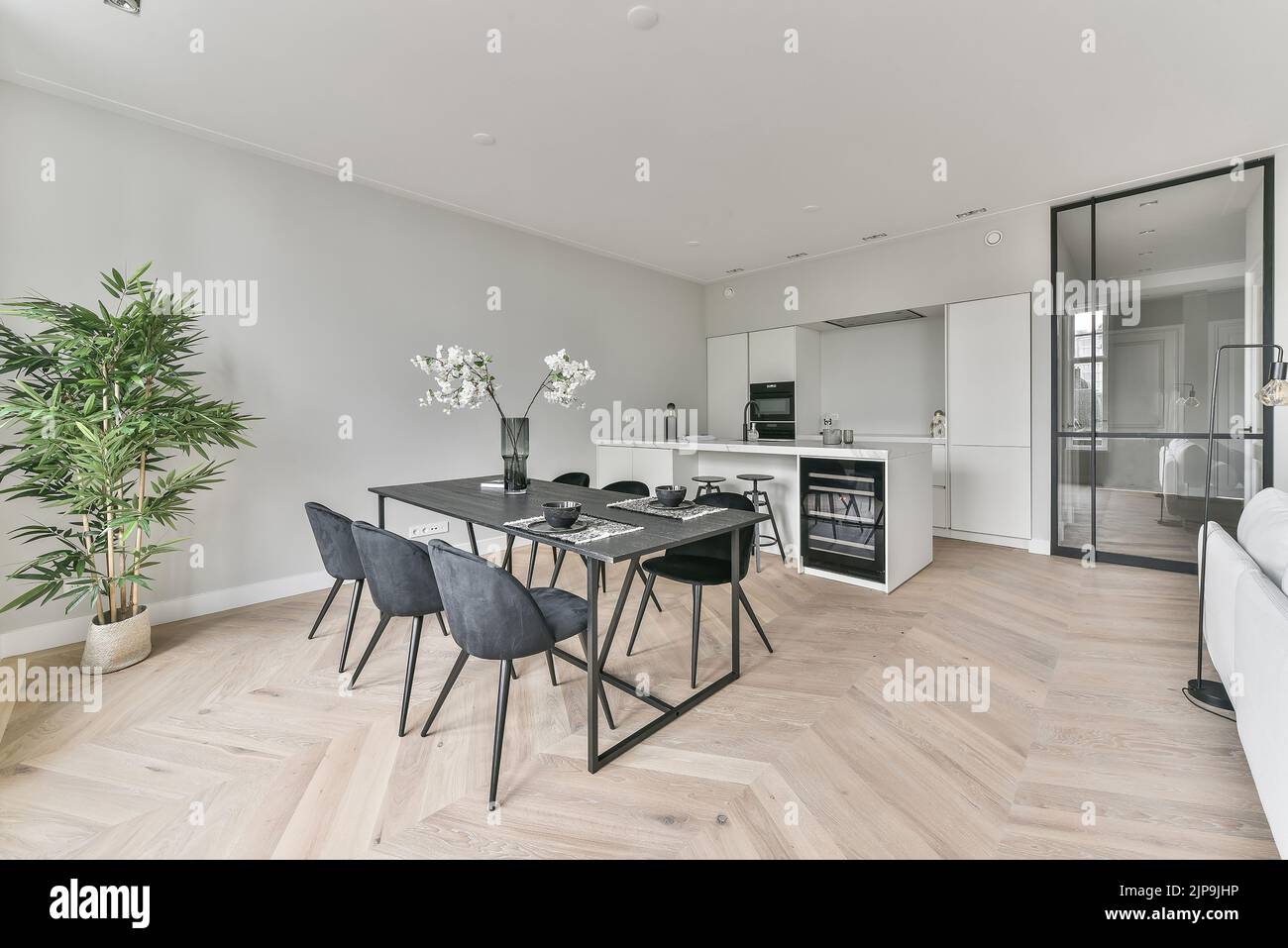 Interior inside dining open kitchen tables hi-res stock photography and ...