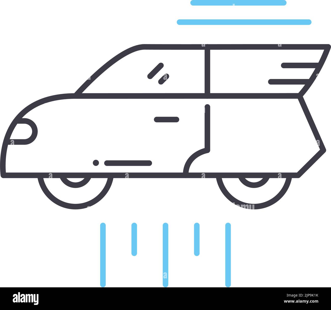 hover car line icon, outline symbol, vector illustration, concept sign Stock Vector