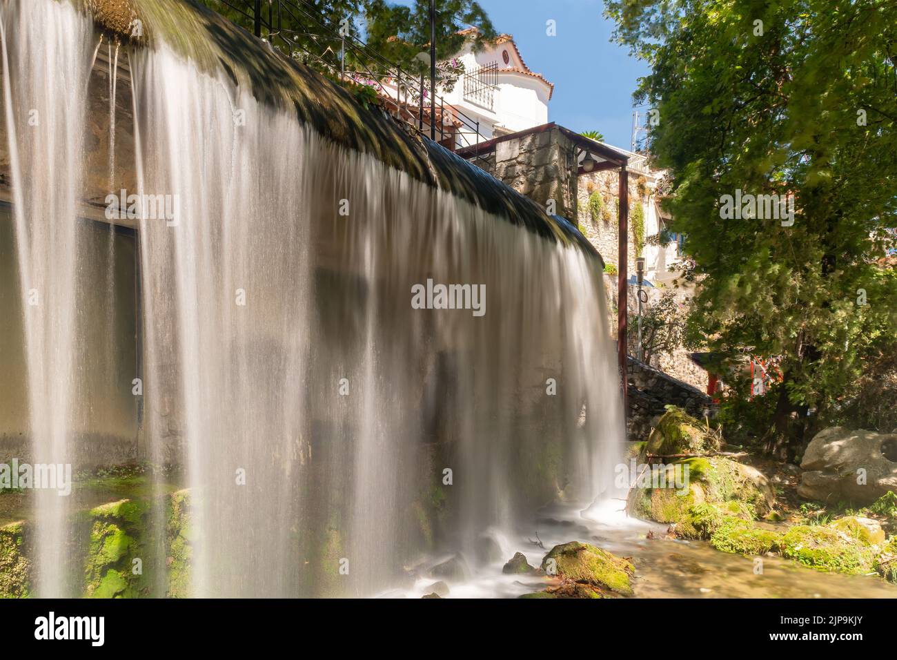Waterfall at Livadeia in Greece. Long exposure. Stock Photo