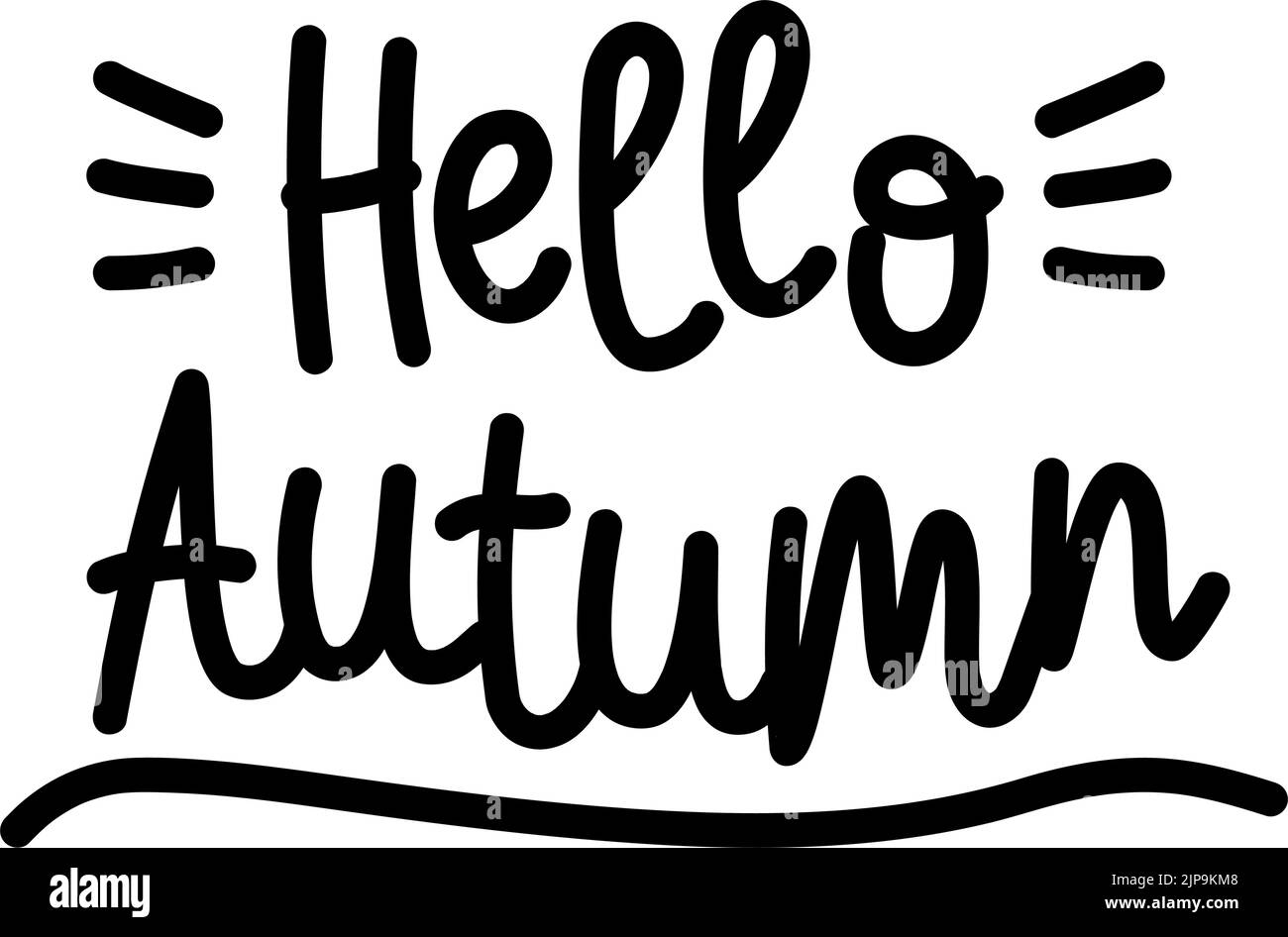 Hand drawn lettering Hello Autumn isolated on white background, vector ...