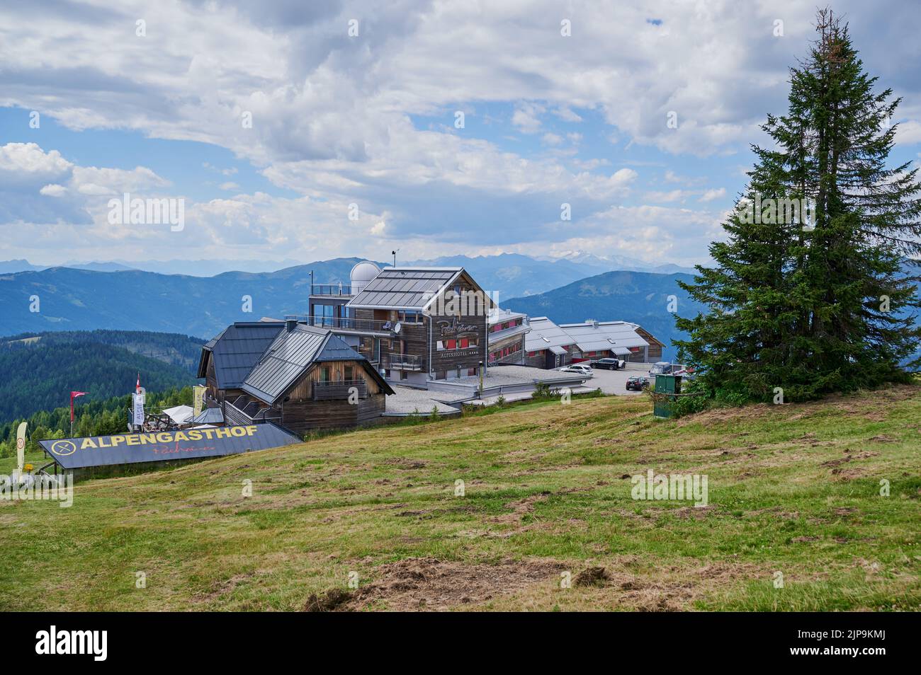 Alpine inn on the mountain Gerlitzen in Austria Stock Photo
