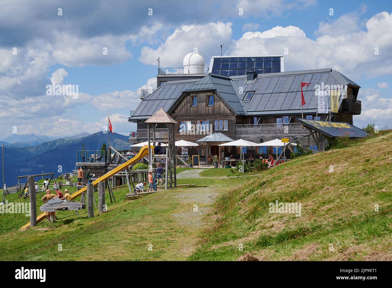 Alpine inn on the mountain Gerlitzen in Austria Stock Photo