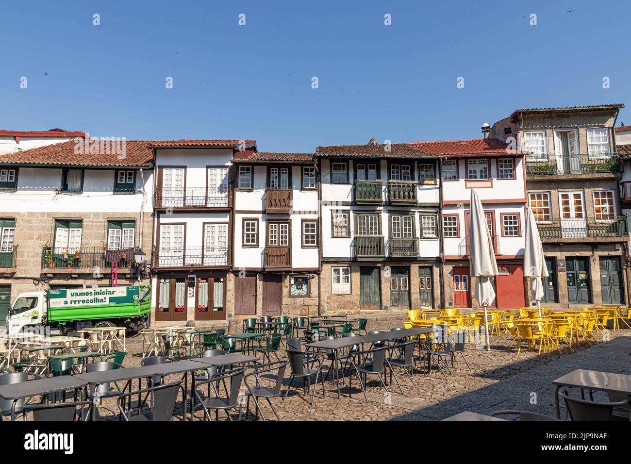 Guimaraes, Portugal. Traditional houses and architecture in the Praca