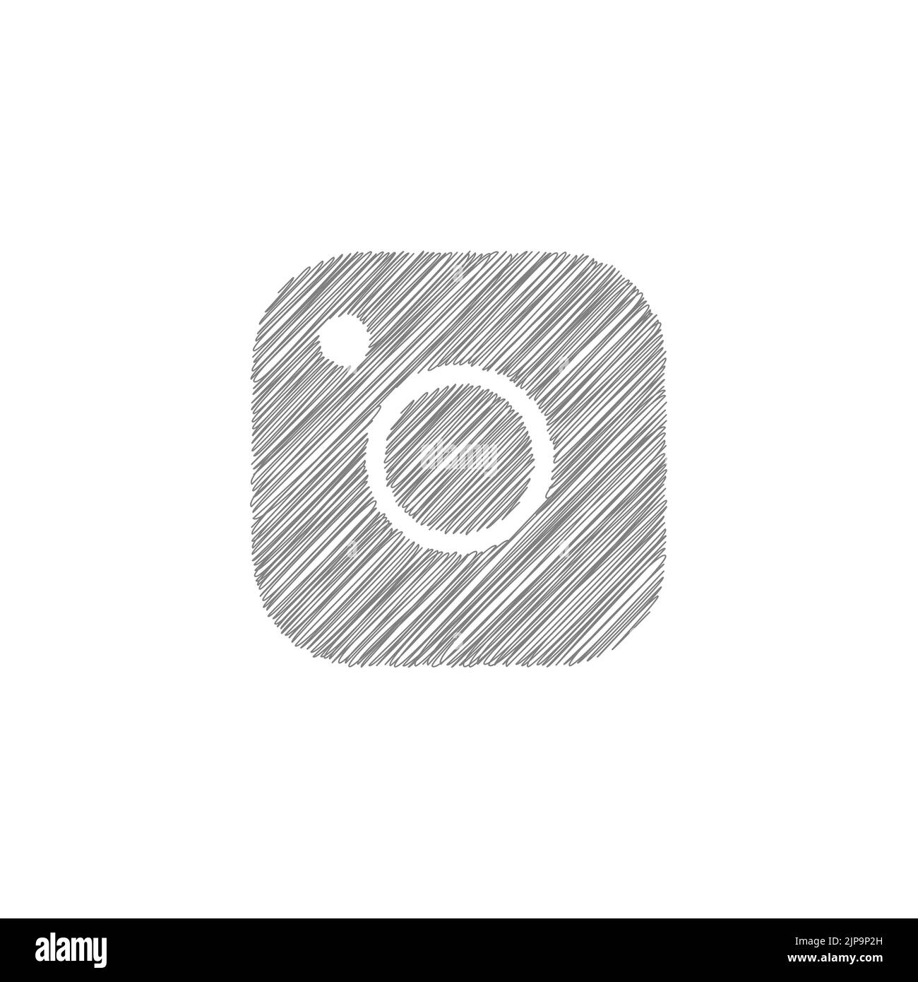 Simple camera grey sketch icon. Instagram social media logo vector Stock Vector