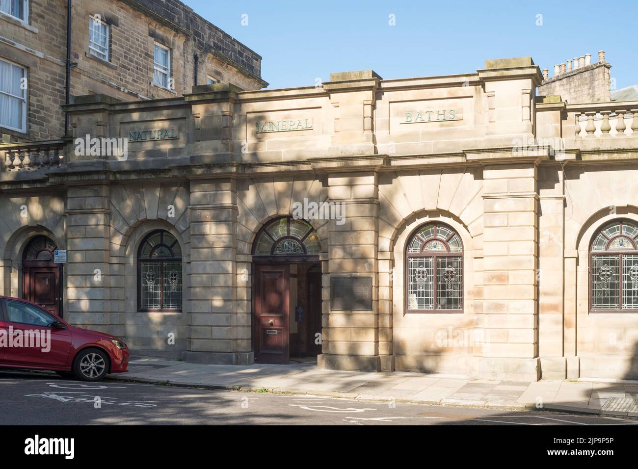 The entrance to Buxton Natural Mineral Baths, Derbyshire, England, UK Stock Photo