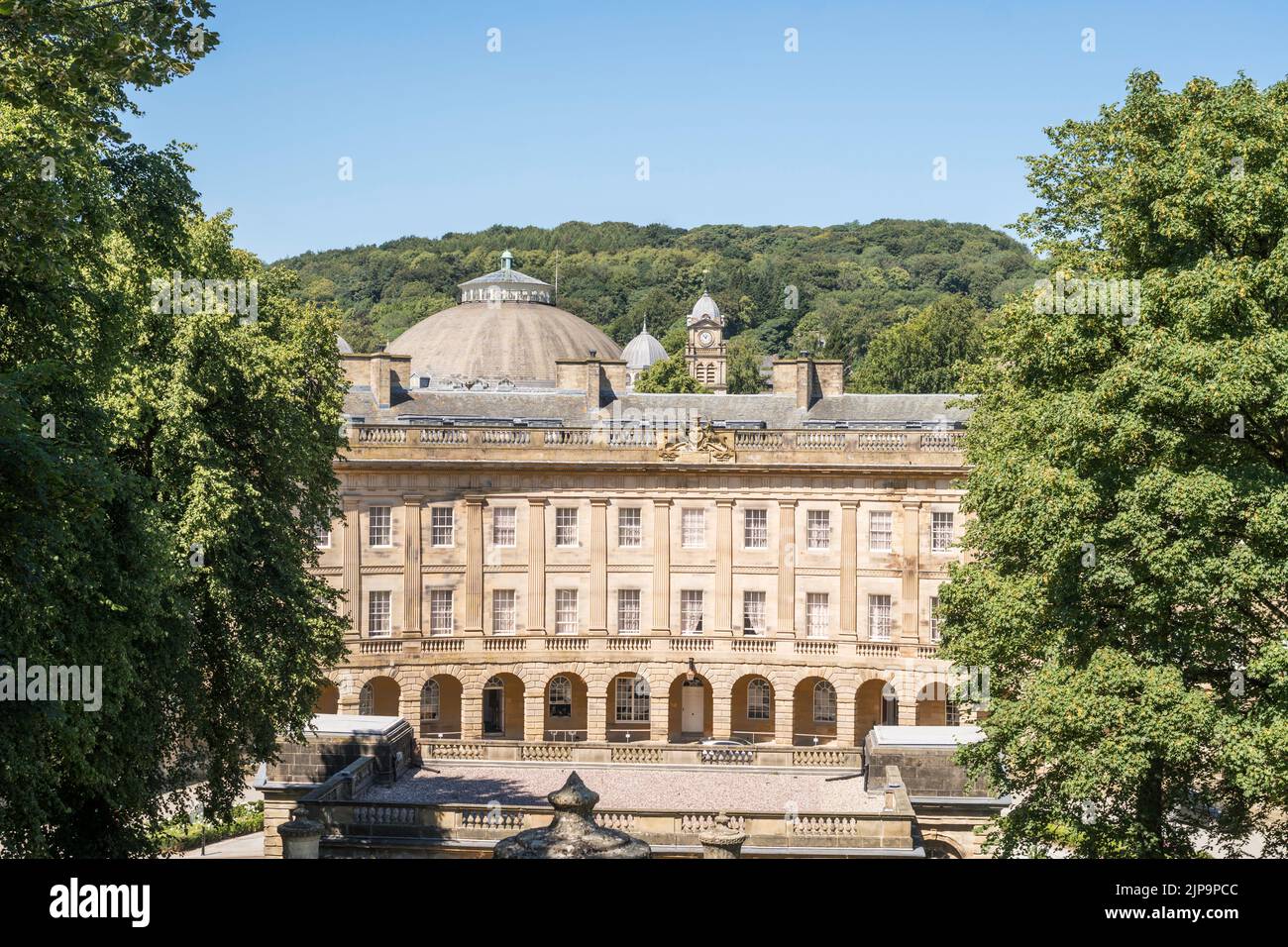 Buxton architecture, The Crescent, Dome and church. Derbyshire, England, UK Stock Photo