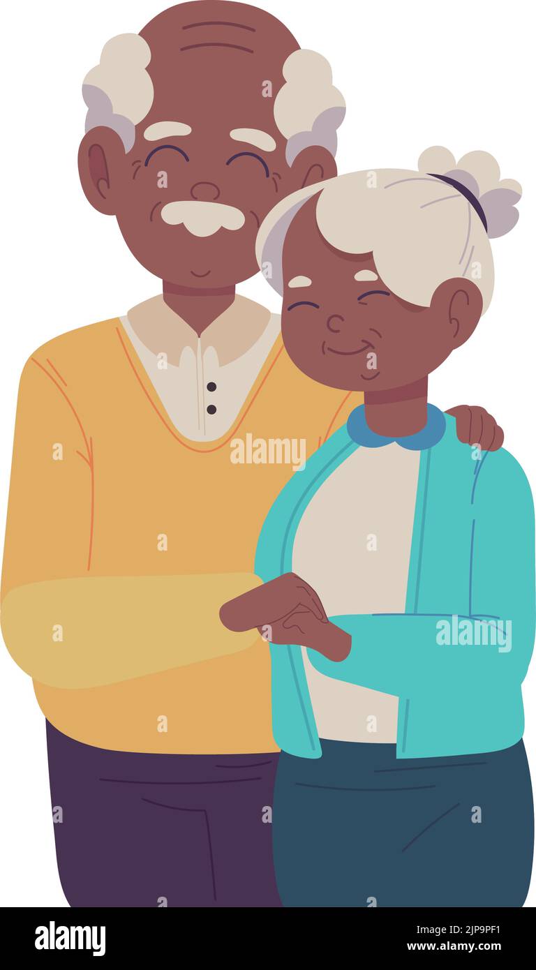 old man hugging woman Stock Vector