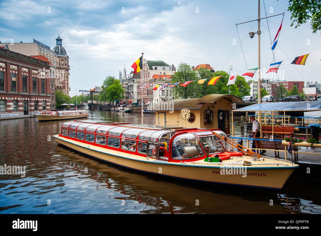 Groenburgwal Tourboat, Amsterdam Holland,  Netherland , Europe Stock Photo
