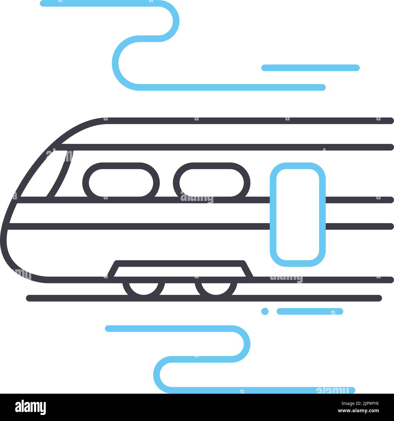 train line icon, outline symbol, vector illustration, concept sign Stock Vector