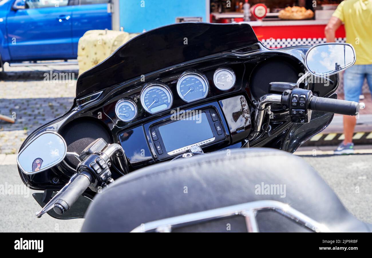 Hannover, Germany, July 23, 2022 Dashboard of a Harley Davidson