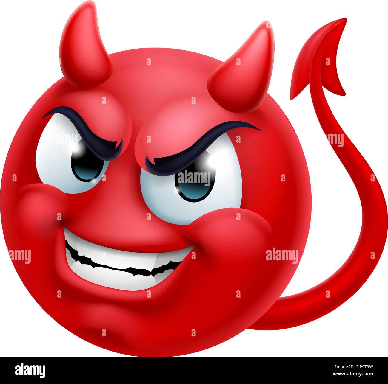 A red devil or satan emoji emoticon man face cartoon icon mascot. Stock Vector