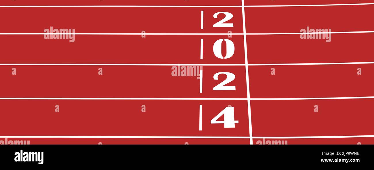 finish line track running with title 2024 Stock Photo Alamy