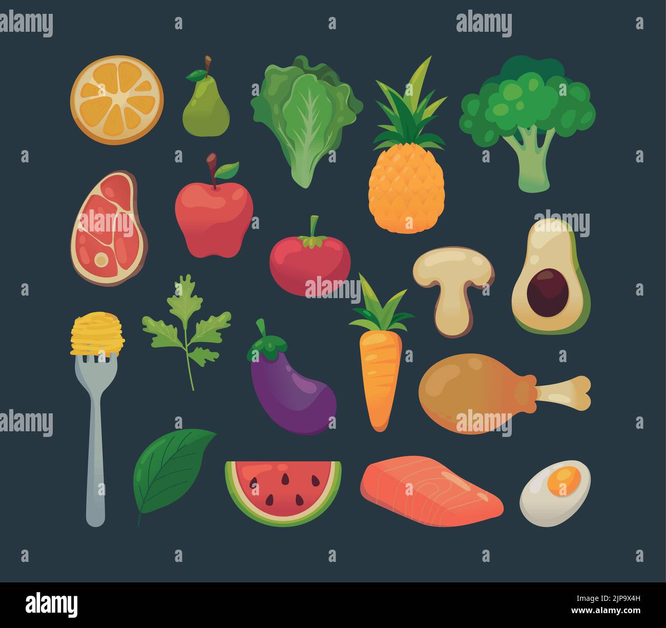 set of fruits and vegetables Stock Vector Image & Art - Alamy