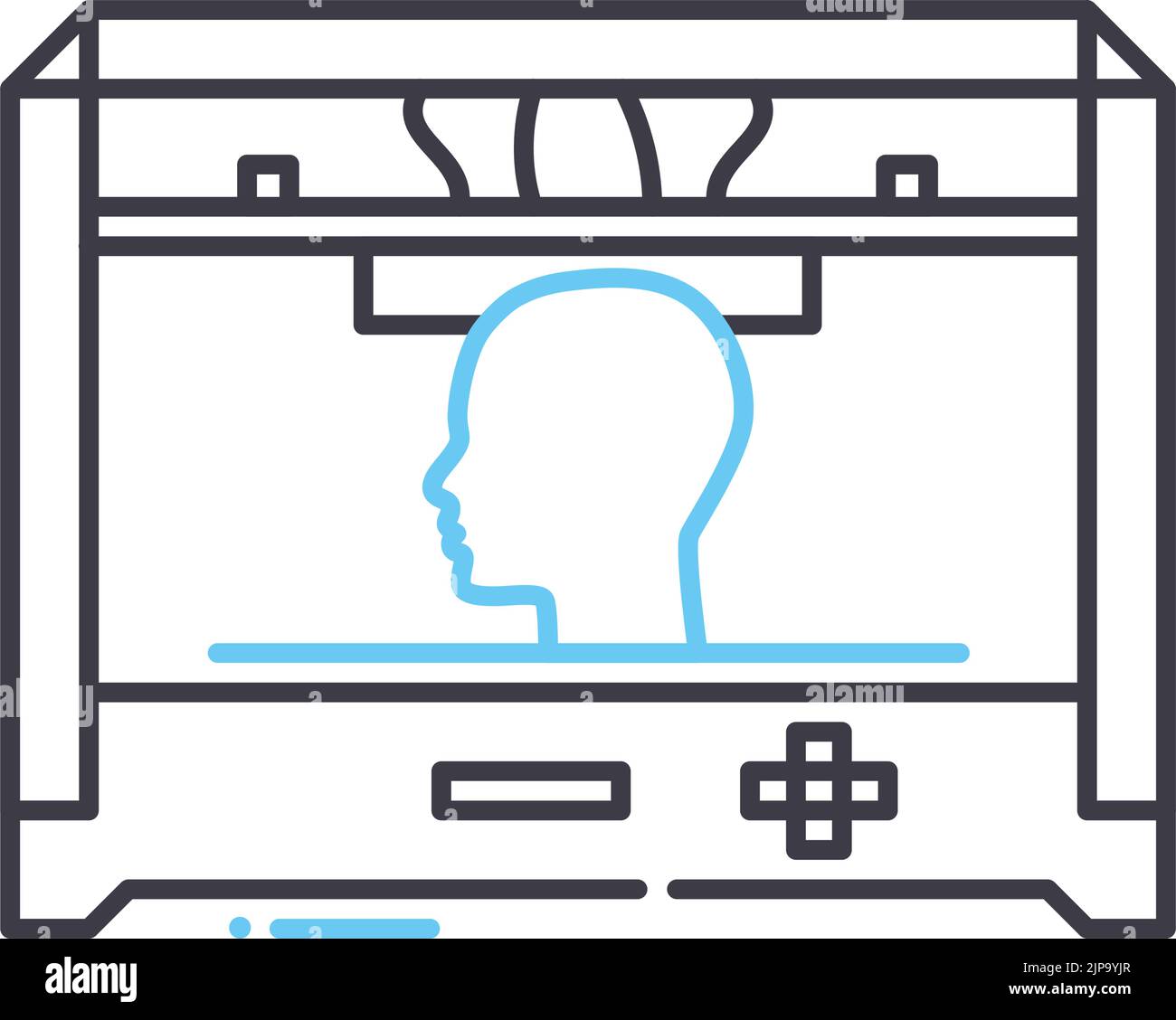 human printing line icon, outline symbol, vector illustration, concept sign Stock Vector