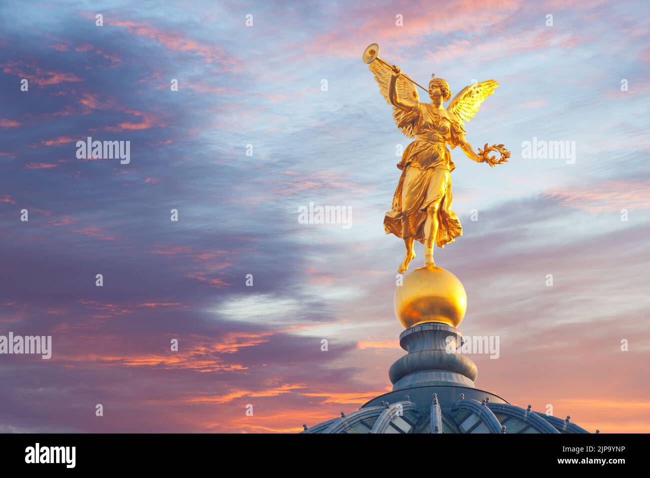 Golden Angel Statue On A Building In Dresden, Germany Stock Photo   Alamy