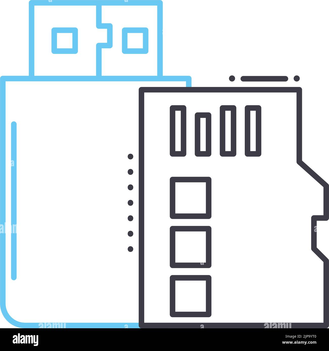 memory cards line icon, outline symbol, vector illustration, concept sign Stock Vector