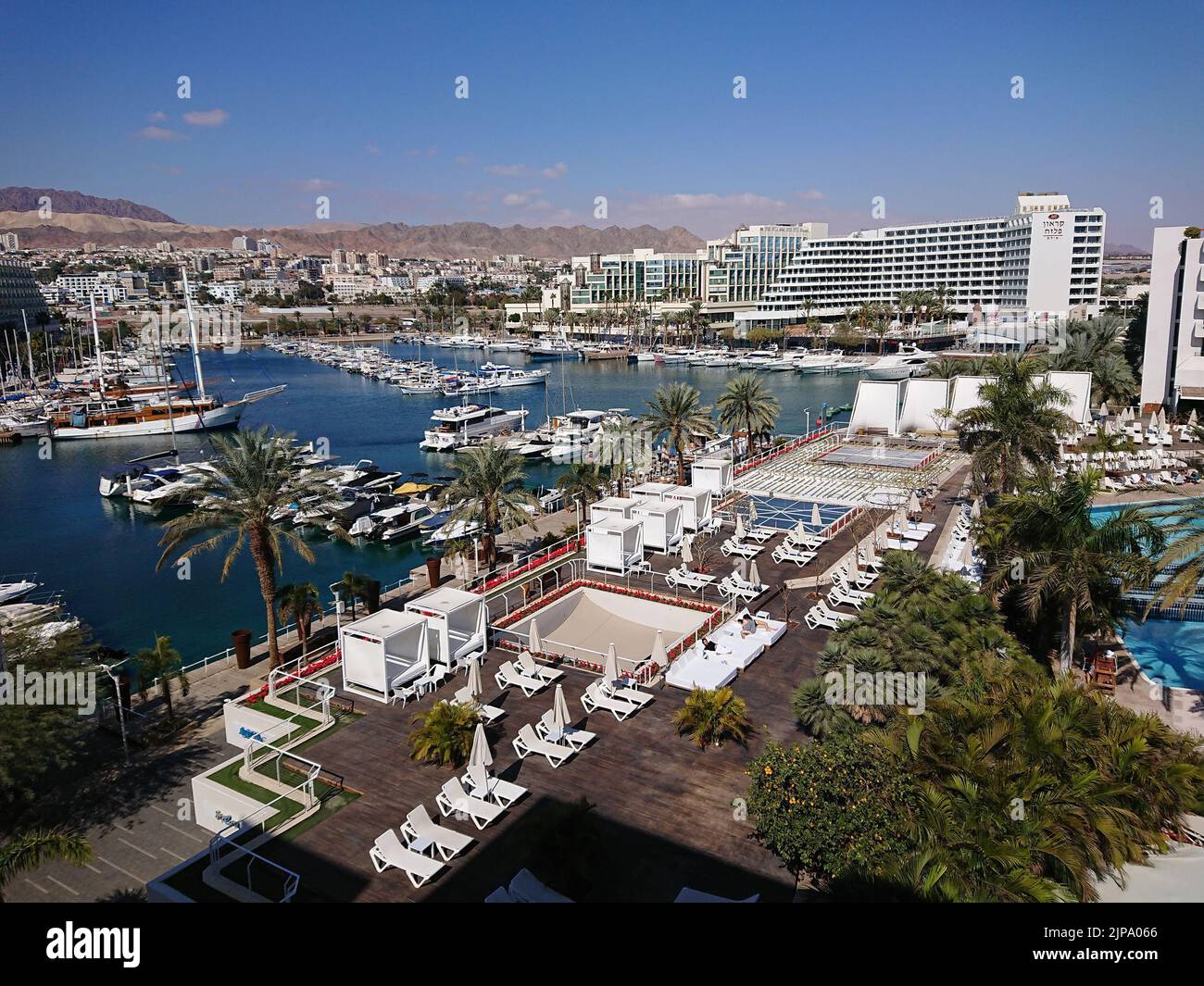 A view of the marina in the Red Sea Israeli resort of Eilat Stock Photo