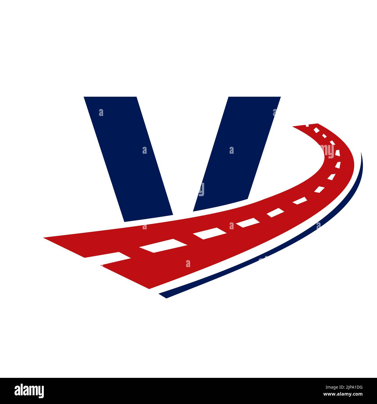 Letter V Transport Logo. V Letter Road Logo Design Transportation Sign