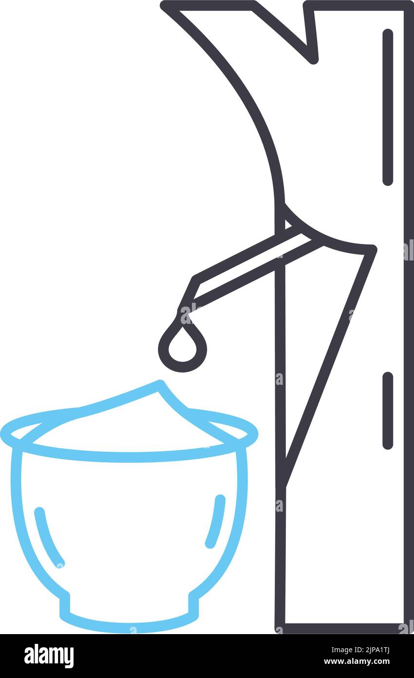 rubber tree line icon, outline symbol, vector illustration, concept