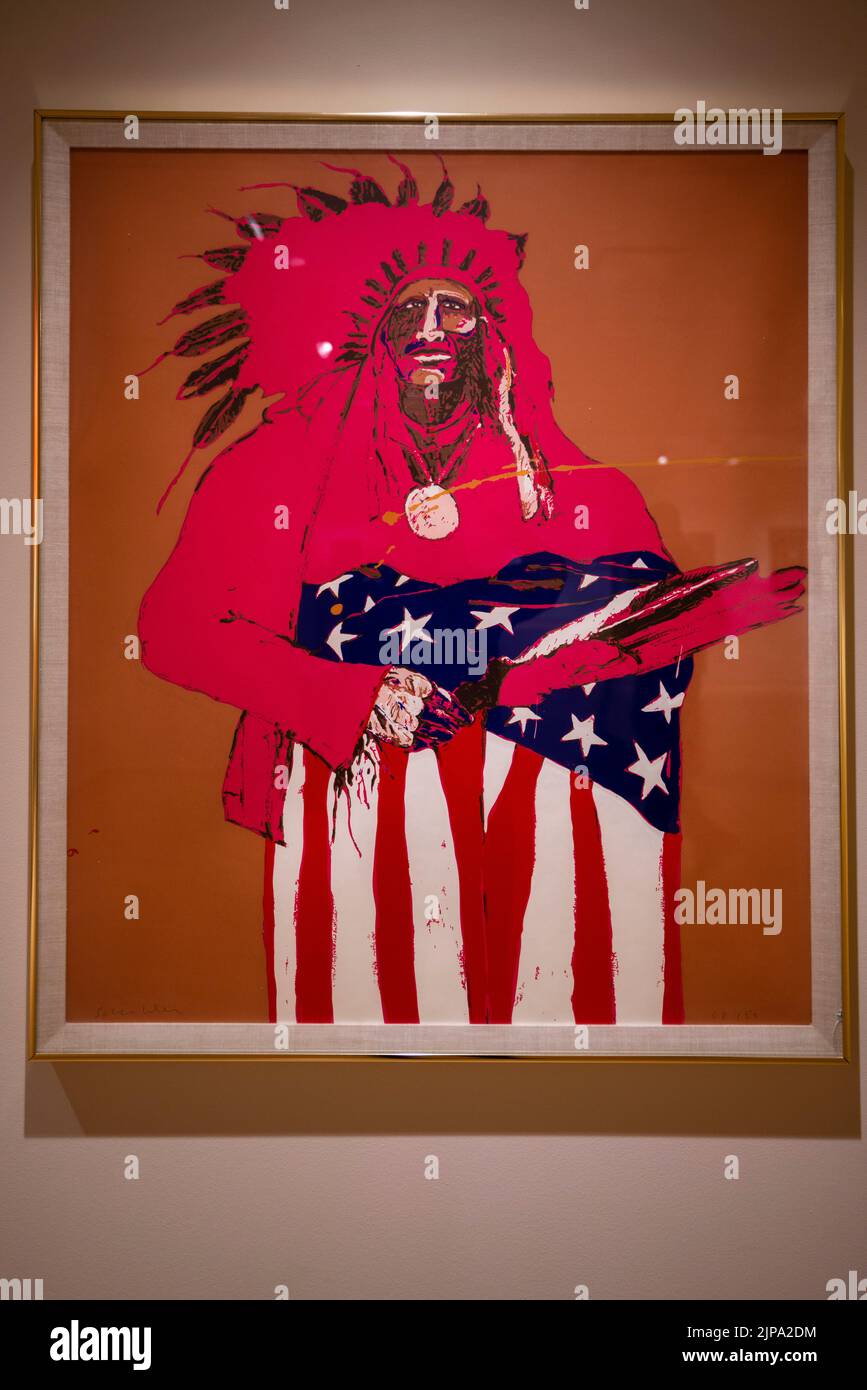 Fritz Scholder,Last Indian with American Flag,1970 Phoenix Art Museum, Phoenix,Arizona,USA Stock Photo