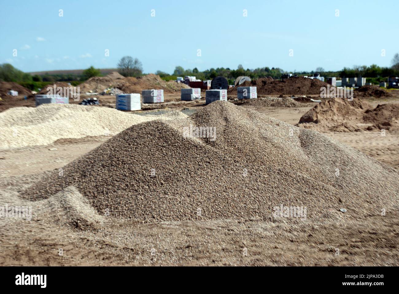 Pile of gravel aggregate on building site Stock Photo