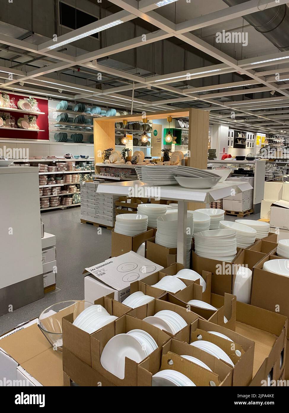 The interior of IKEA Casablanca furniture and goods warehouse area for Logistic Stock Photo