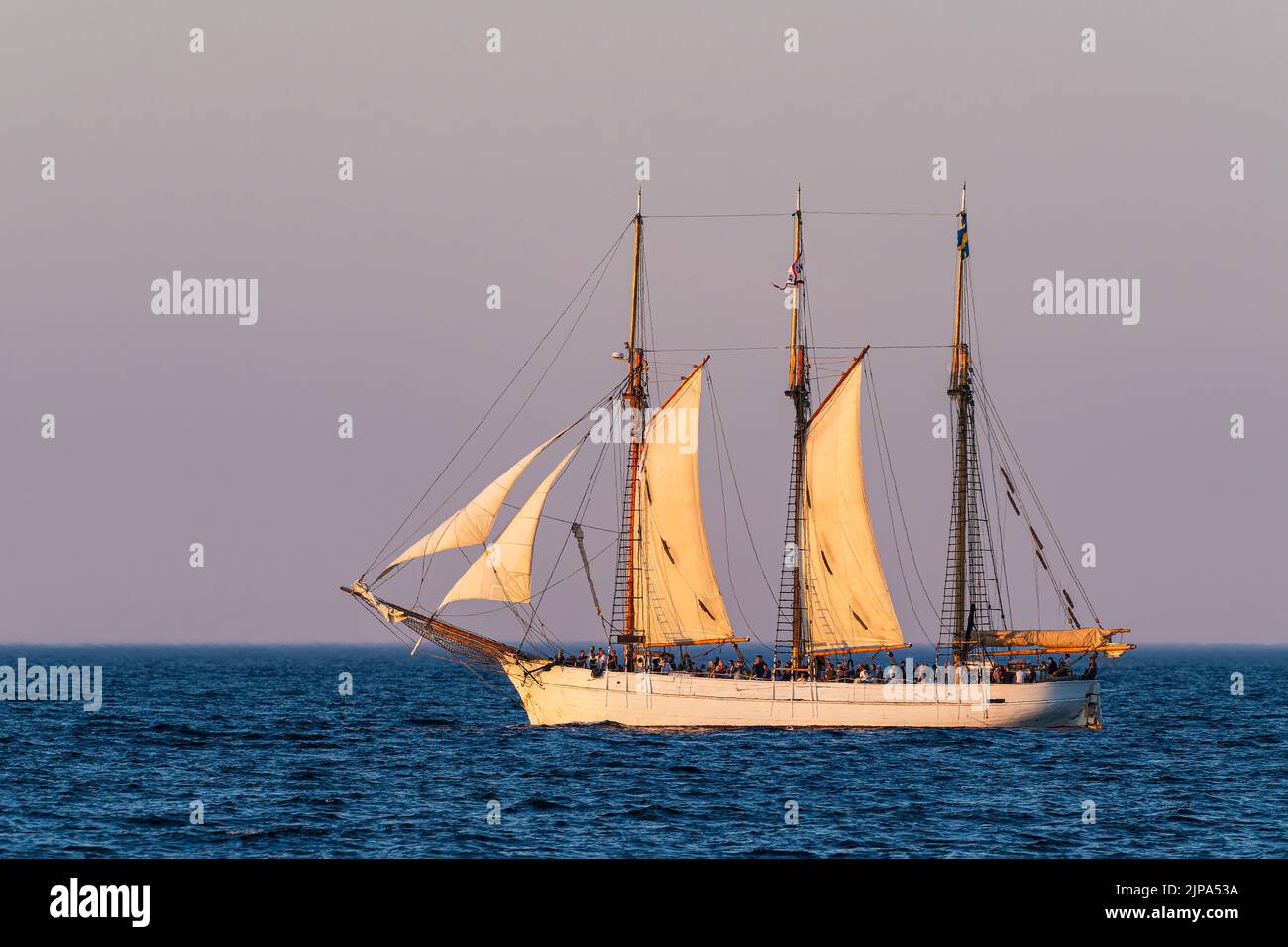 Sailing ship on the Baltic Sea in Warnemünde, Germany. Stock Photo