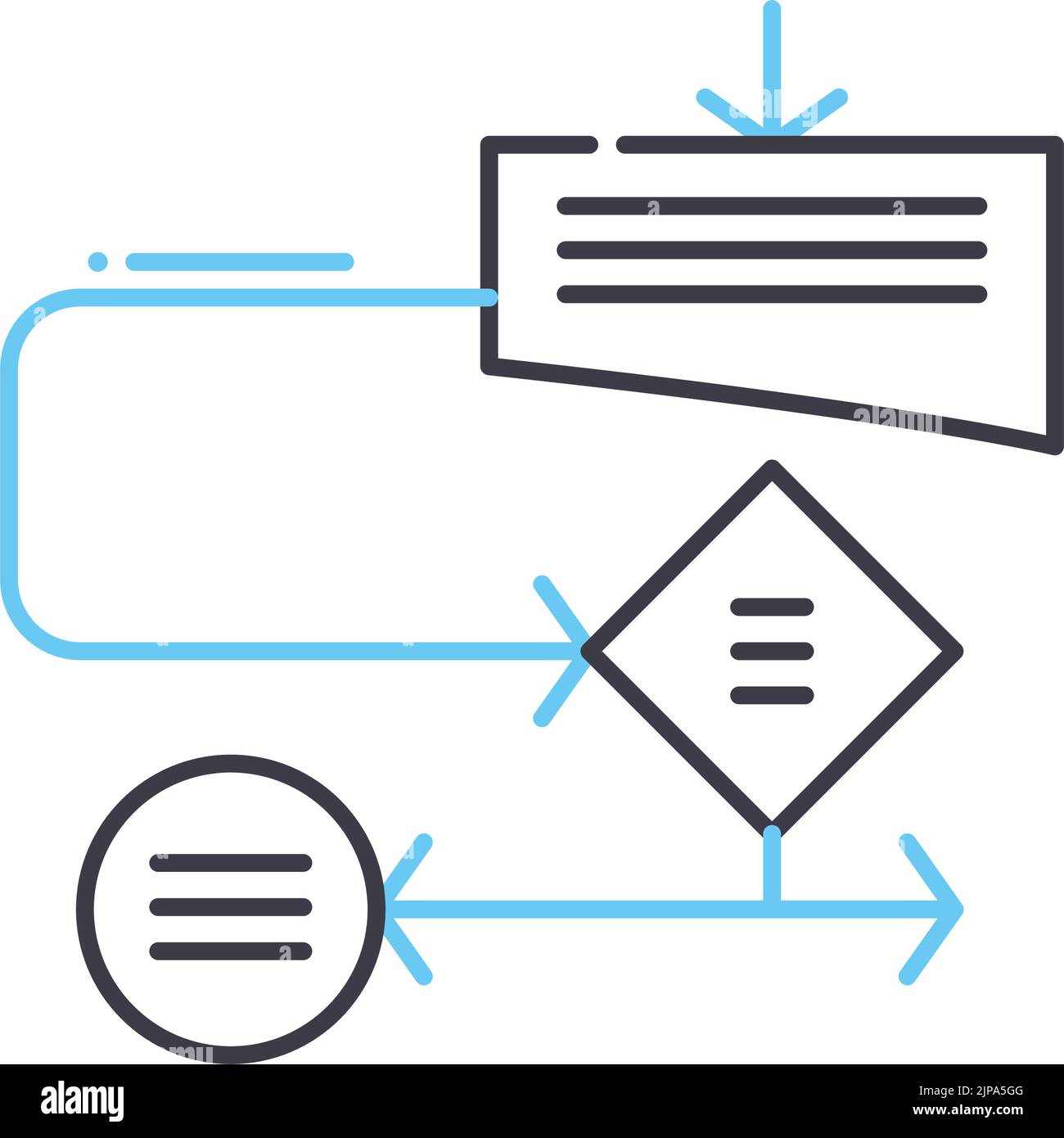 flow chart line icon, outline symbol, vector illustration, concept sign ...