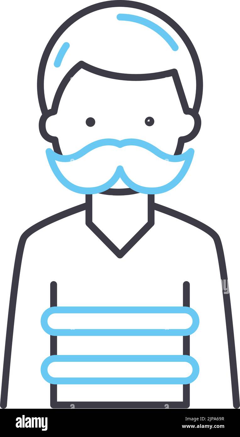 moustache line icon, outline symbol, vector illustration, concept sign Stock Vector