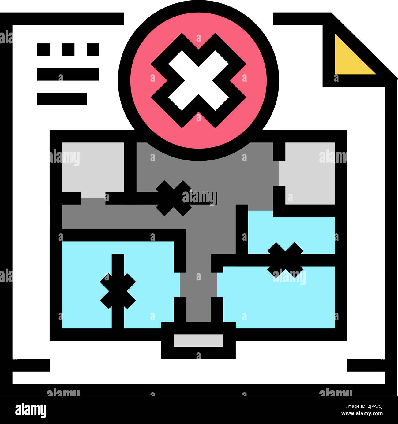 wall dismantling plan interior design color icon vector illustration ...