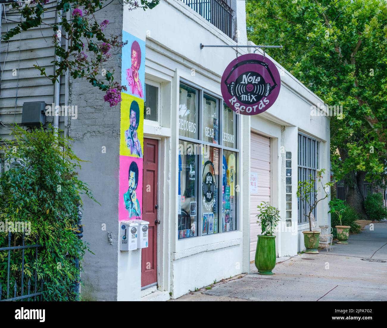 NEW ORLEANS, LA, USA - JUNE 20, 2022: Front of Nola Mix Records on Magazine Street in the Lower Garden District Stock Photo