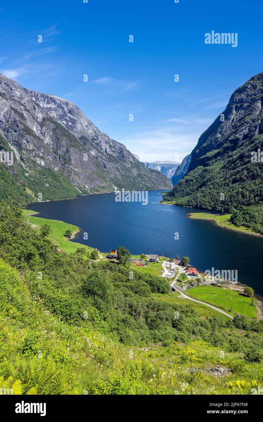 View to the famous Naeroyfjord in Norway, a UNESCO World Heritage Site Stock Photo