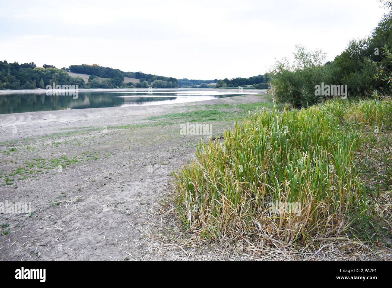 Ardingly Reservoir on the 14th August 2022 during drought conditions near Balcombe, West Sussex, England, UK. Stock Photo