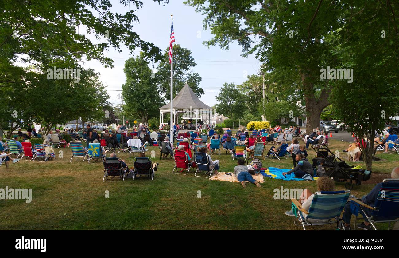 Summer band concert in  Dennis Village, Dennis, Massachusetts on Cape Cod, USA Stock Photo
