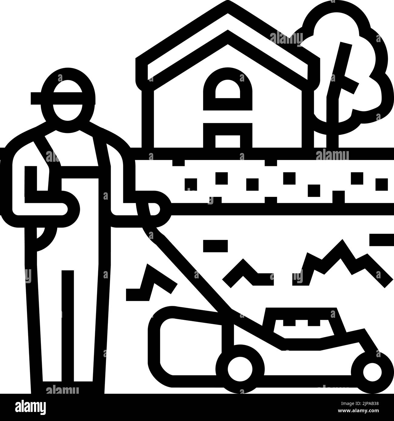 lawn care landscape line icon vector illustration Stock Vector Image