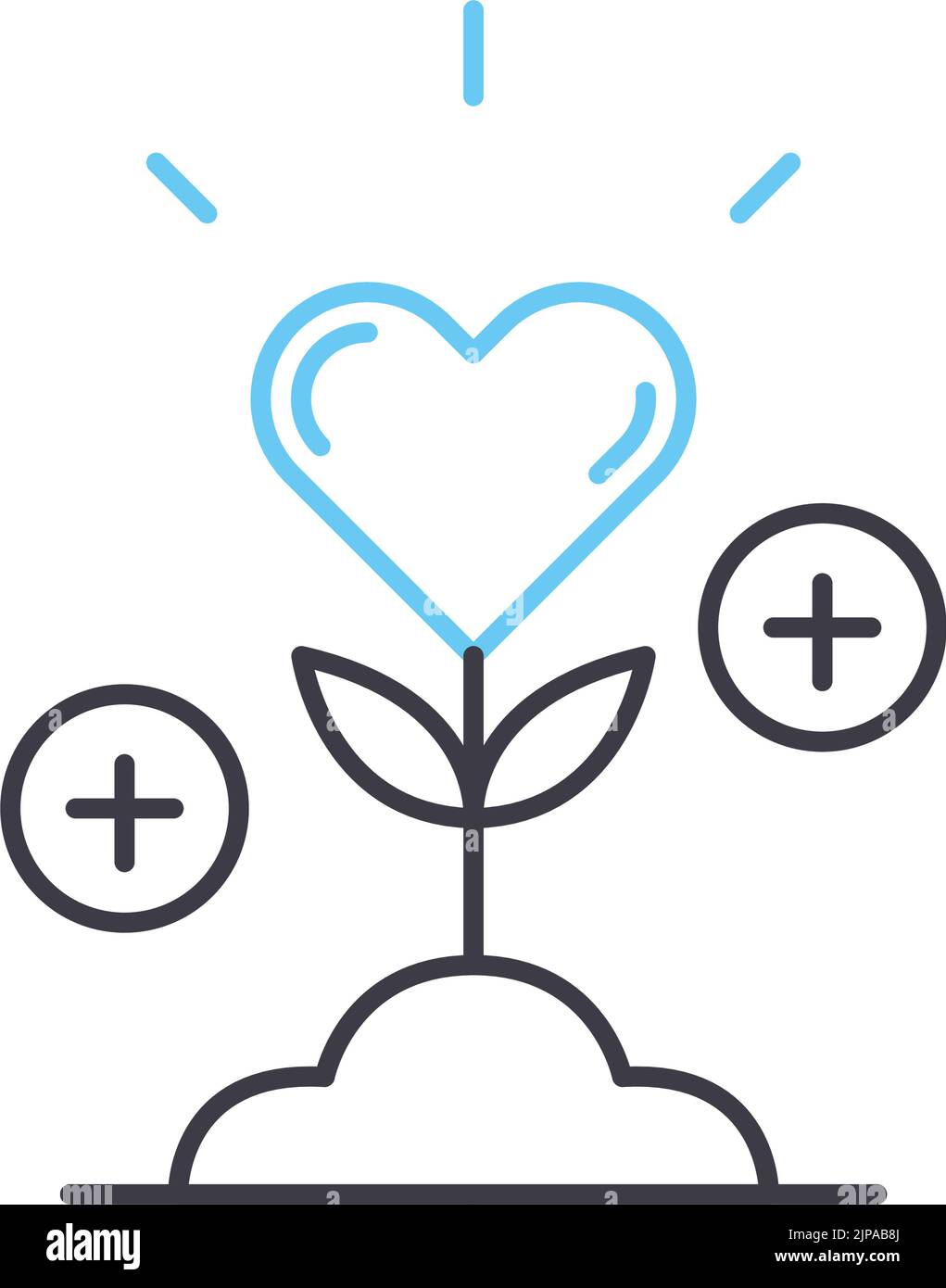 grows of gratitude line icon, outline symbol, vector illustration