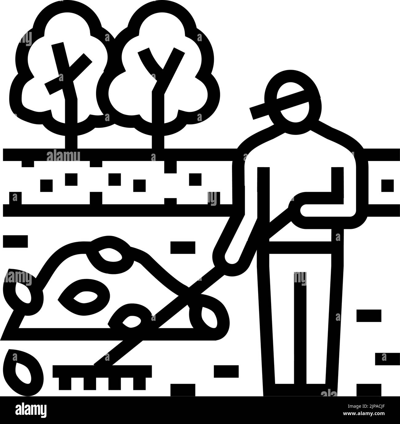 garden clearance line icon vector illustration Stock Vector Image & Art