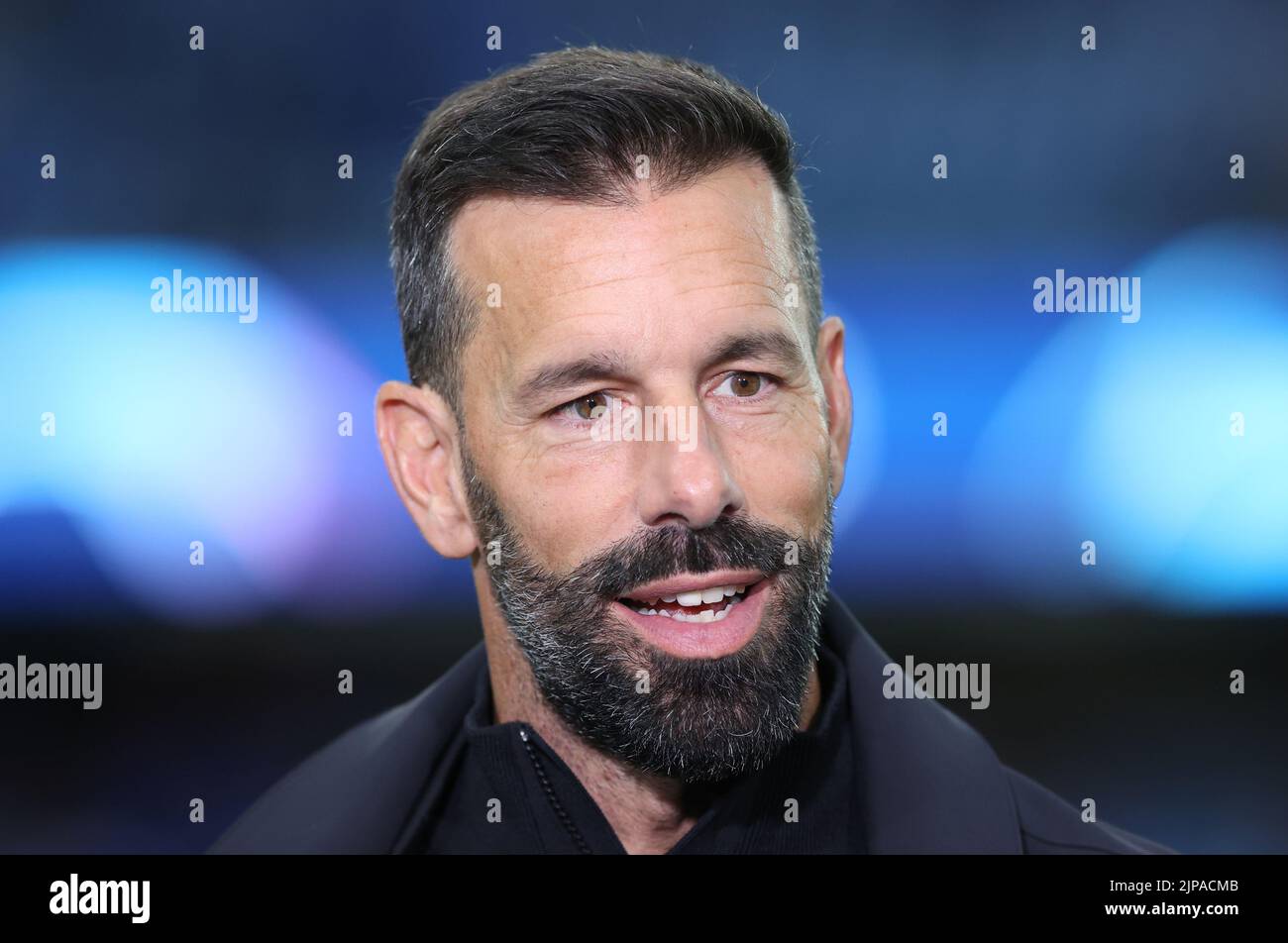 PSV Eindhoven manager Ruud van Nistelrooy interviewed before the Champions League qualifying match at Ibrox, Glasgow. Picture date: Tuesday August 16, 2022. Stock Photo