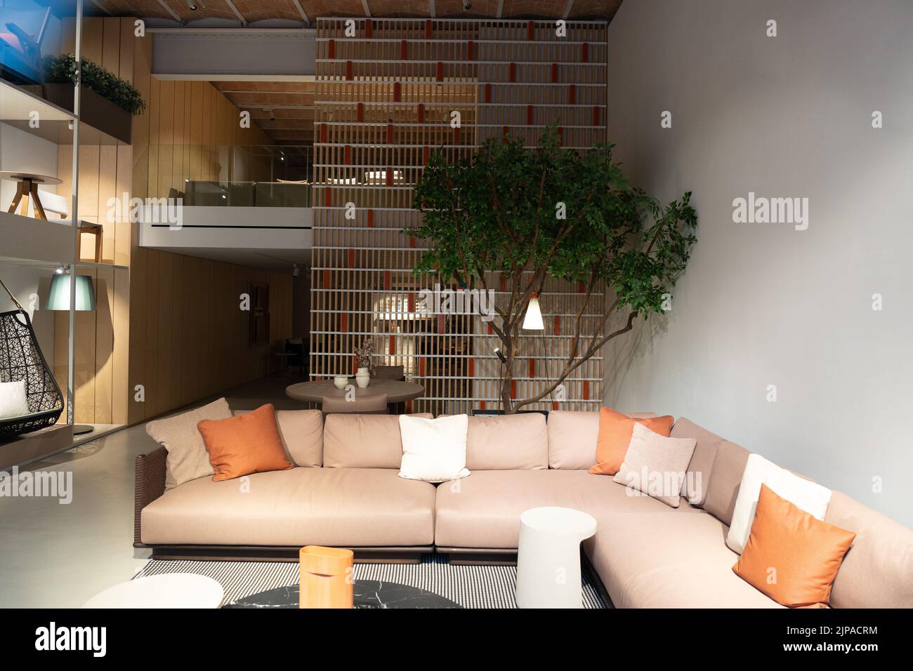 Interior of a store with household decorative furniture goods Stock