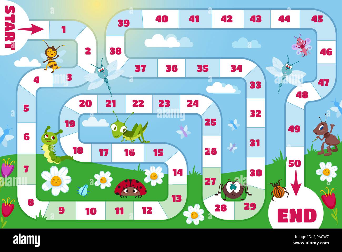 Family board game for children. Kids play boardgame with path and ...